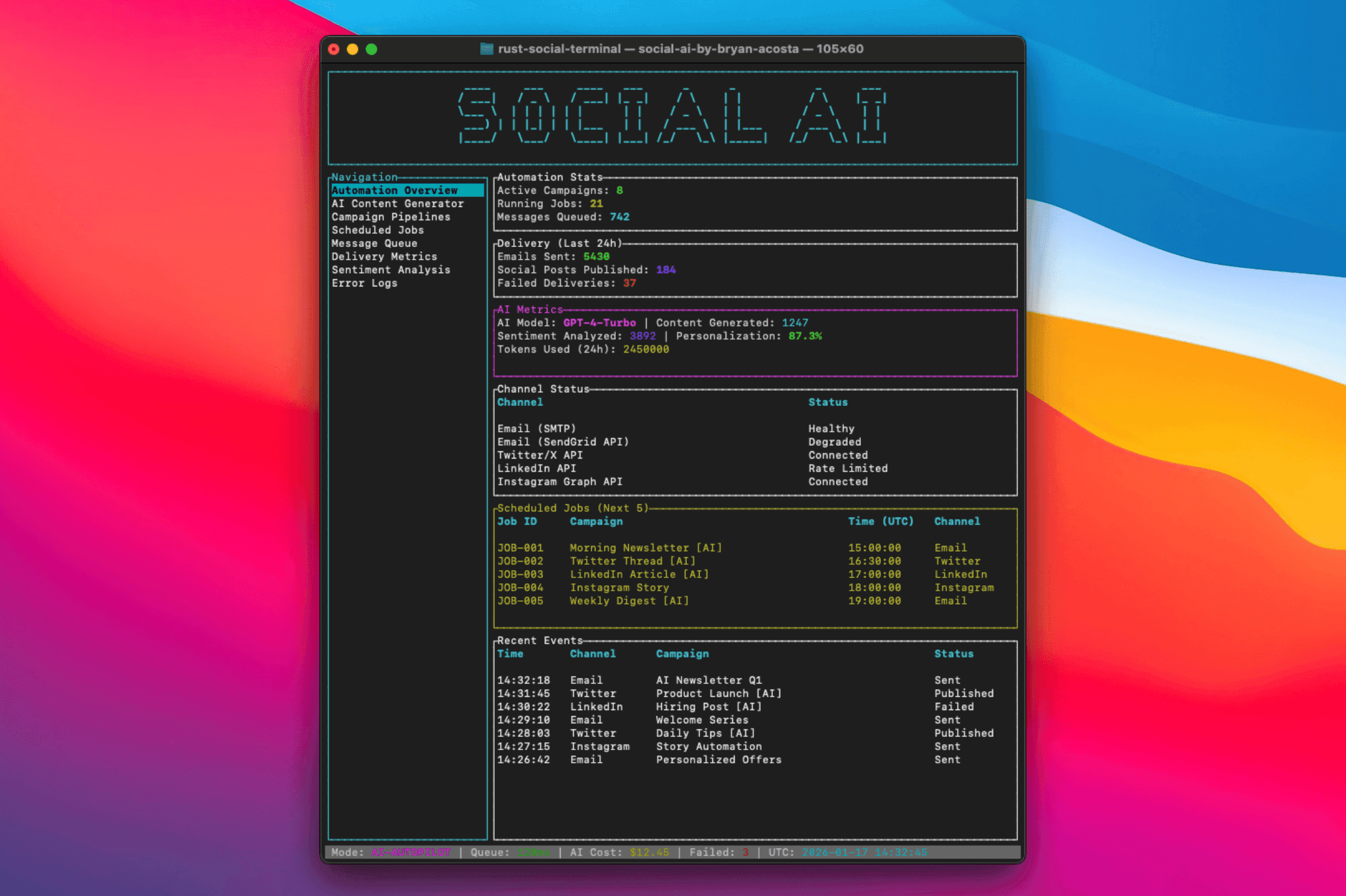 AI Social Media Management Terminal App